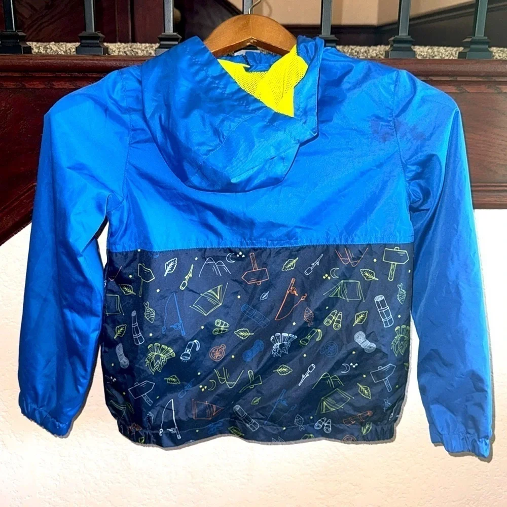 Eddie Bauer Vibrant Blue Kids' Jacket with Camping Fishing Patterned Accents